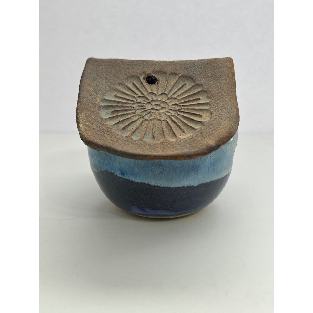 Handcrafted Pottery Birdhouse Heart Blue Cottagecore Farmhouse Garden Rustic - Picture 3 of 9